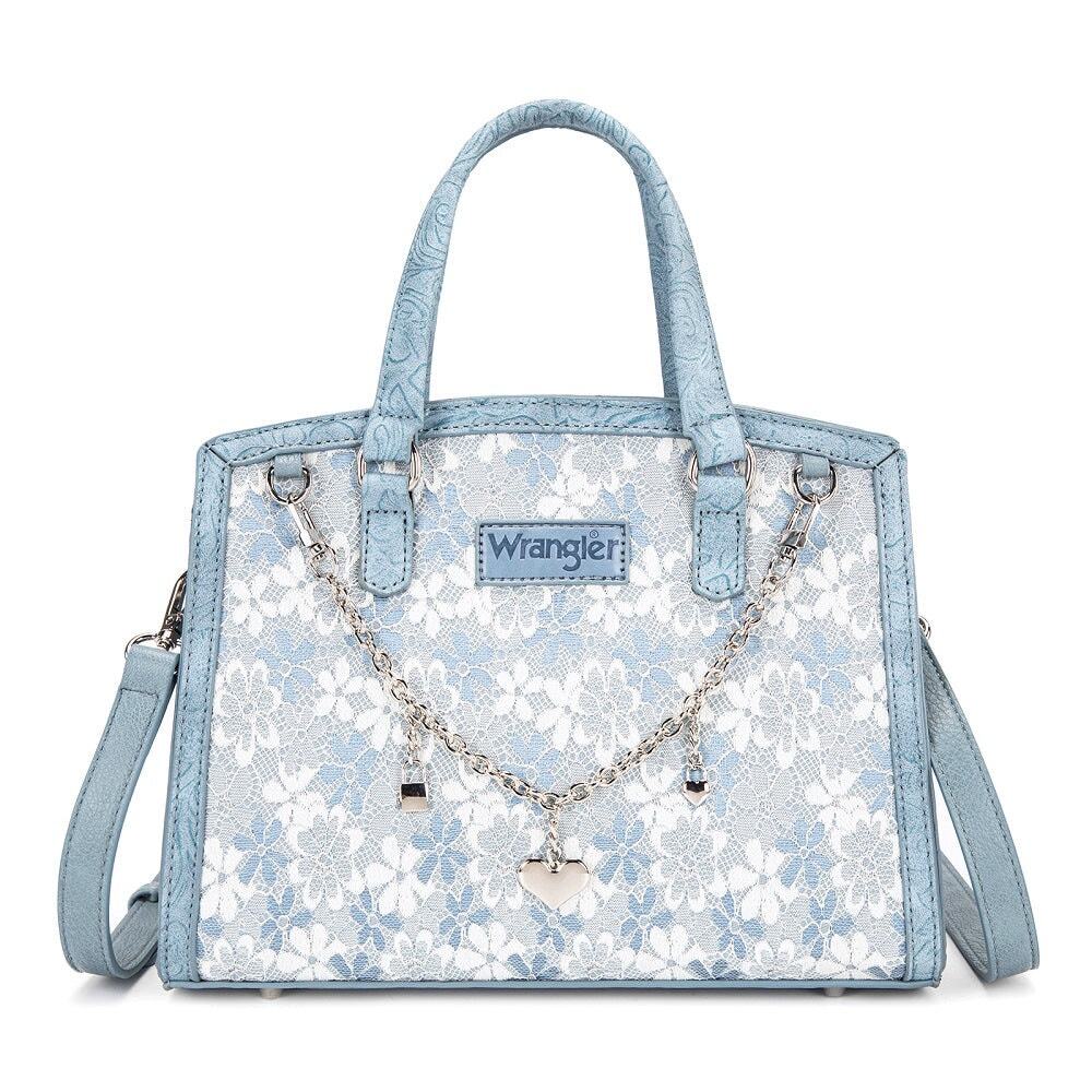 Wrangler Western Lace w/ Chain Charm Small Satchel OR Crossbody Bag - Jean
